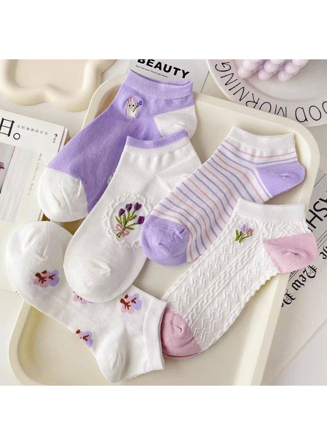 Women's Casual Sock Set (5 Pairs + 1 Gift) – Stylish Modern Ankle Socks - Image 2